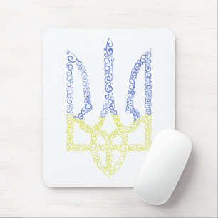 Ukraine coat of arms trident tryzub spiral pattern mouse mat