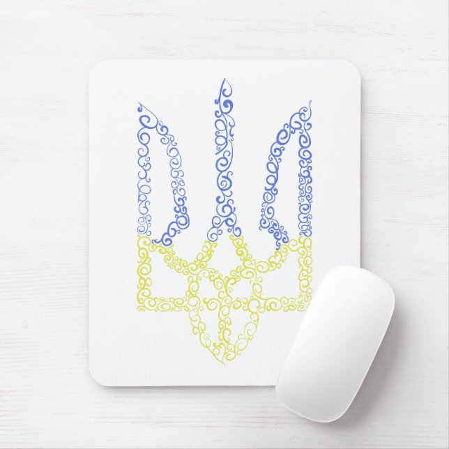 Ukraine coat of arms trident tryzub spiral pattern mouse mat (With Mouse)