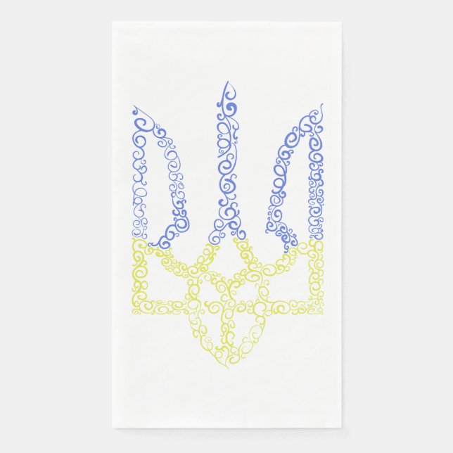 Ukraine coat of arms trident tryzub spiral pattern napkin (Front)