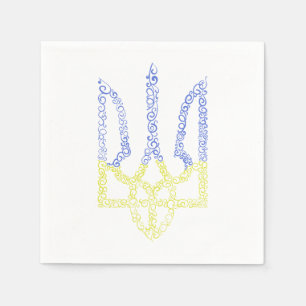 Ukraine coat of arms trident tryzub spiral pattern napkin