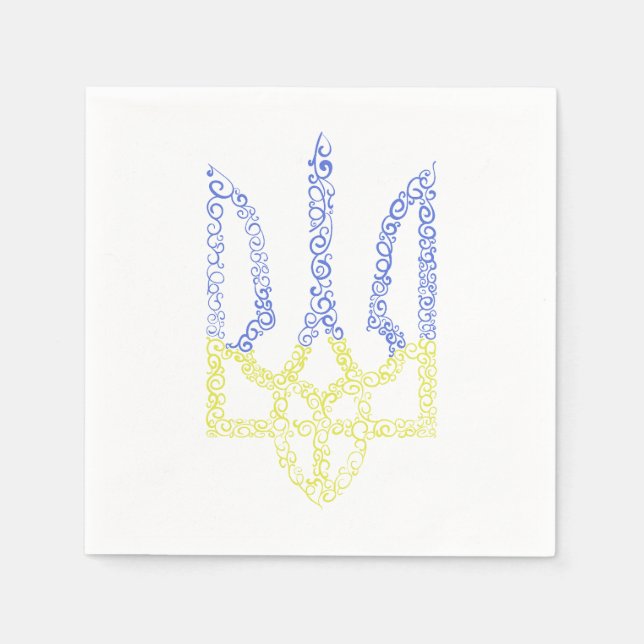 Ukraine coat of arms trident tryzub spiral pattern napkin (Front)