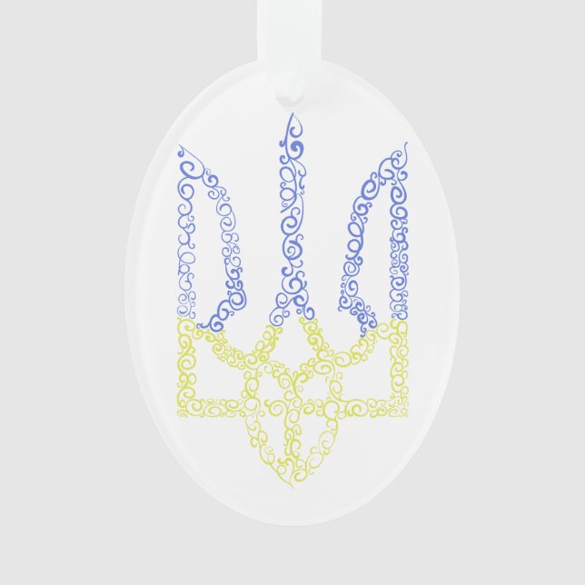 Ukraine coat of arms trident tryzub spiral pattern ornament (Front)