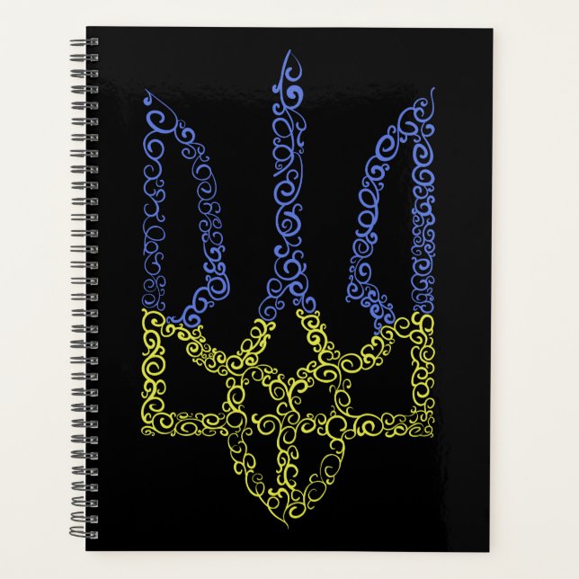 Ukraine coat of arms trident tryzub spiral pattern planner (Front)