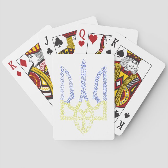 Ukraine coat of arms trident tryzub spiral pattern playing cards (Back)