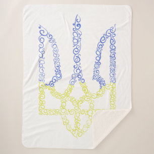 Ukraine coat of arms trident tryzub spiral pattern sherpa blanket