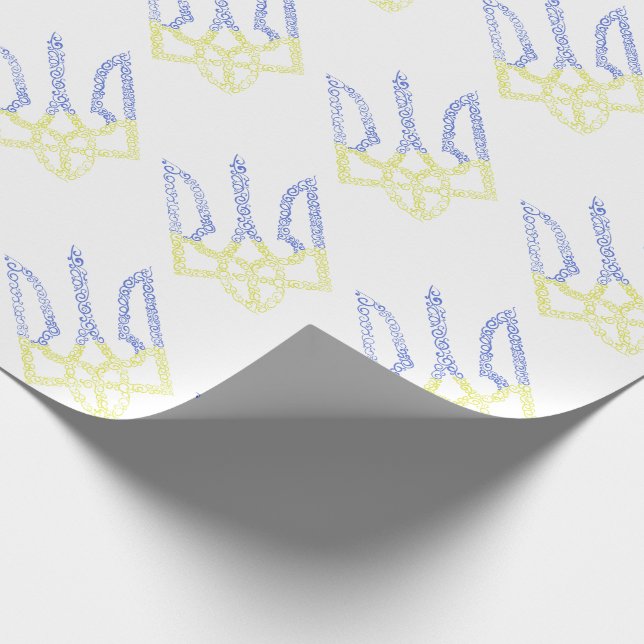 Ukraine coat of arms trident tryzub spiral pattern wrapping paper (Corner)