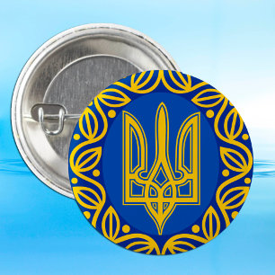 Ukraine, Coat of Arms, Tryzub Ukrainian Republic 3 Cm Round Badge