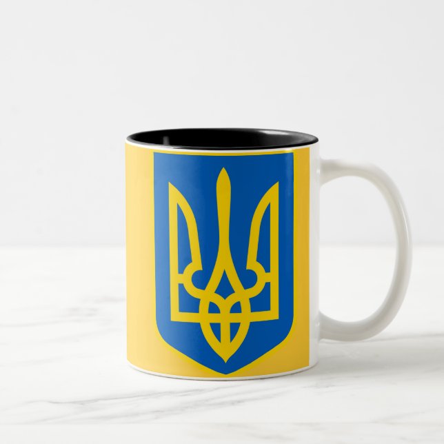 UKRAINE COAT OF ARMS Two-Tone COFFEE MUG (Right)
