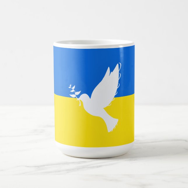 Ukraine Coffee Mug Dove of Peace Support Freedom (Center)