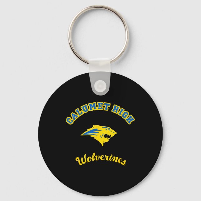 Ukraine Colors Calumet High Wolverines  Key Ring (Front)