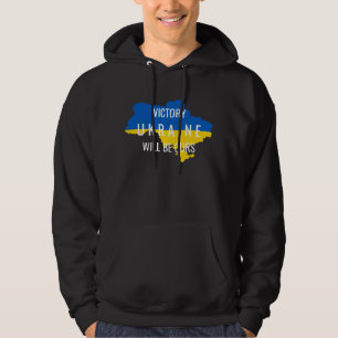 Ukraine Colours Victory Overlay Black Hoodie