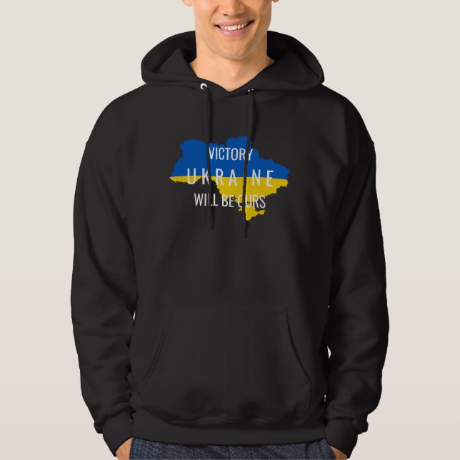 Ukraine Colours Victory Overlay Black Hoodie (Front)