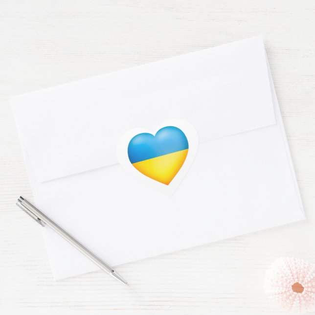 Ukraine Colours Yellow And Blue Heart Heart Sticker (Envelope)