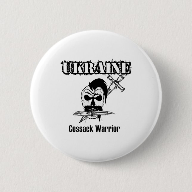 Ukraine Cossack Warrior - Support Ukraine  6 Cm Round Badge (Front)