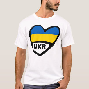 Ukraine Country Code Flag Heart, UKR T-Shirt