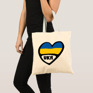 Ukraine Country Code Flag Heart, UKR Tote Bag