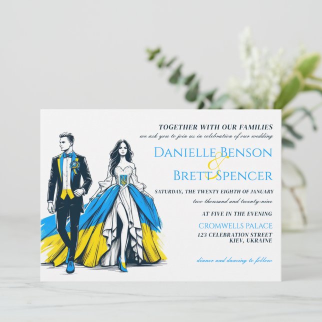 Ukraine Couple Wedding Invitation (Standing Front)