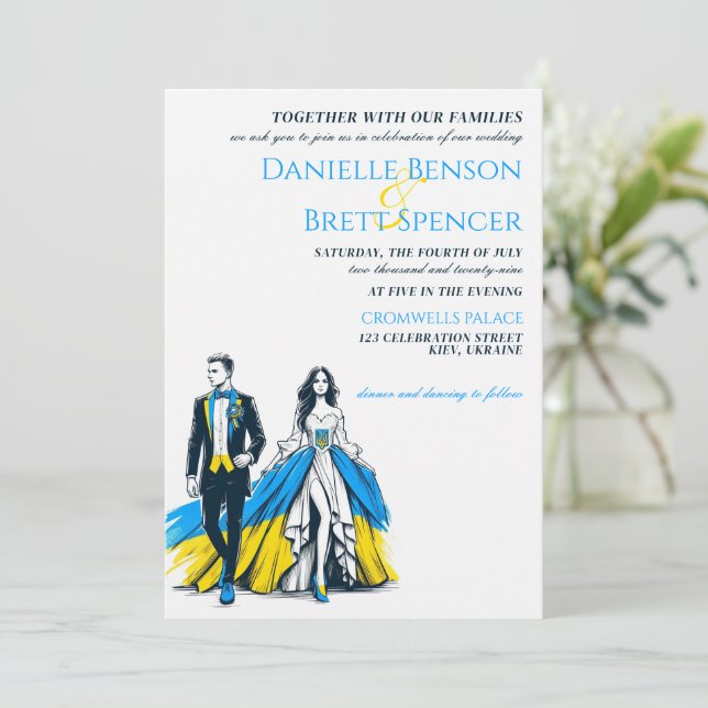 Ukraine Couple Wedding Invitation (Standing Front)