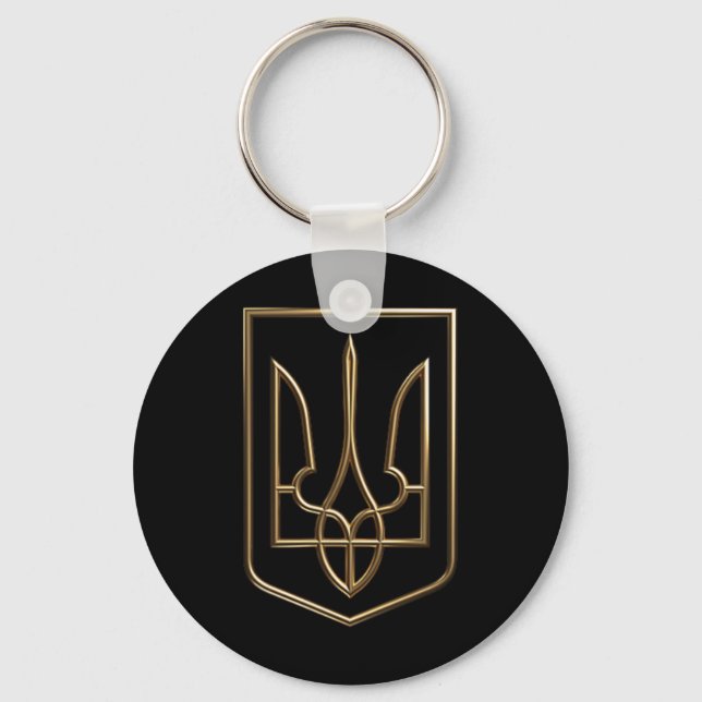 Ukraine Crest Gerfalcon Trident With Coat Of Arms  Key Ring (Front)