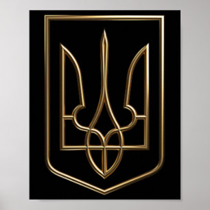 Ukraine Crest Gerfalcon Trident With Coat Of Arms Poster