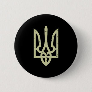 Ukraine Crest Trident Ukrainian Symbol Tryzub Men  6 Cm Round Badge