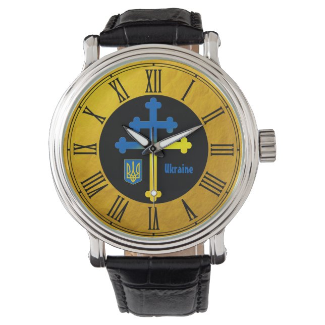 Ukraine Cross Symbol & Lorraine cross Watch (Front)