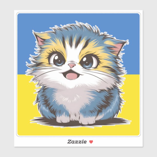 Ukraine Cute Kitten Sticker (Sheet)