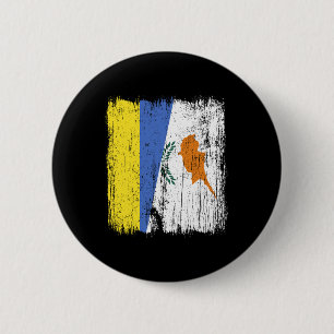 Ukraine Cyprus Half Flag Ukrainian Cypriot Heritag 6 Cm Round Badge
