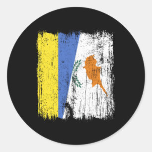 Ukraine Cyprus Half Flag Ukrainian Cypriot Heritag Classic Round Sticker