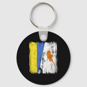 Ukraine Cyprus Half Flag Ukrainian Cypriot Heritag Key Ring