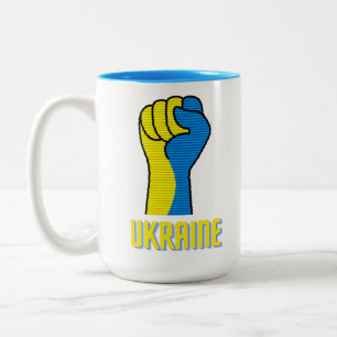 Ukraine Defiant Fist  Sign Two-Tone Coffee Mug