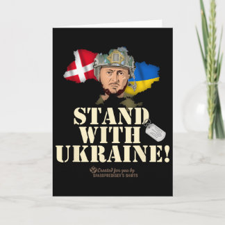 Ukraine Denmark Flags Slogan Stand With Ukraine Card