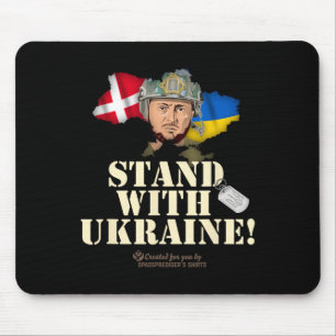 Ukraine Denmark Flags Slogan Stand With Ukraine Mouse Mat