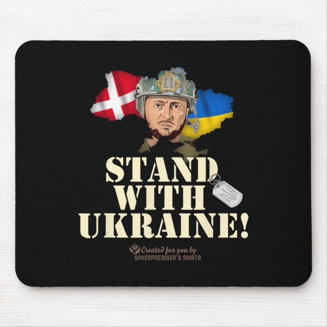 Ukraine Denmark Flags Slogan Stand With Ukraine  Mouse Mat (Front)