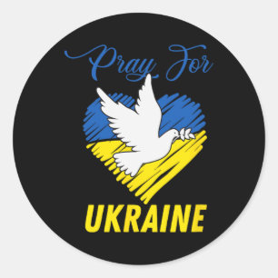 Ukraine Dove Heart Classic Round Sticker