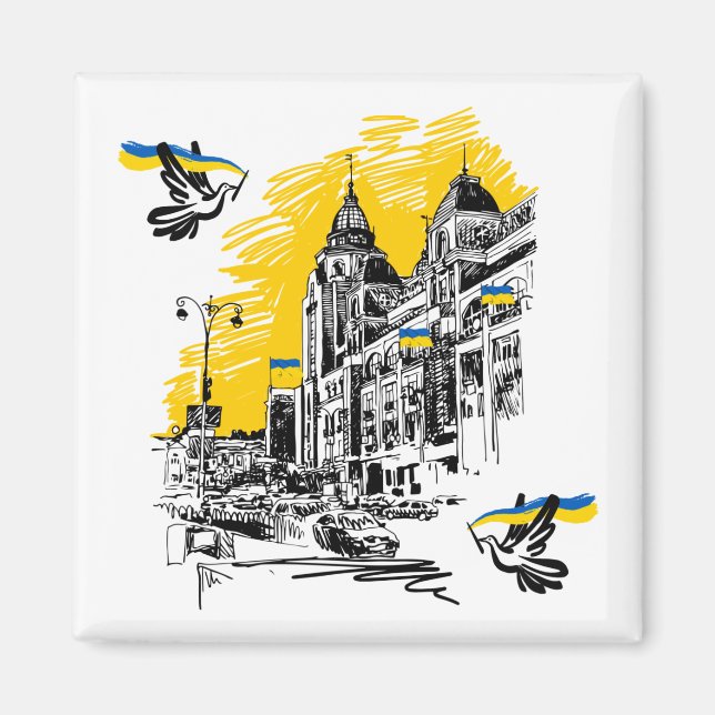 Ukraine drawing background   magnet (Front)