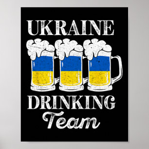 Ukraine Drinking Team Funny Ukrainian Party Beer F Poster