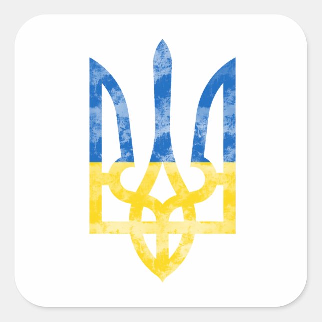 Ukraine emblem square sticker (Front)