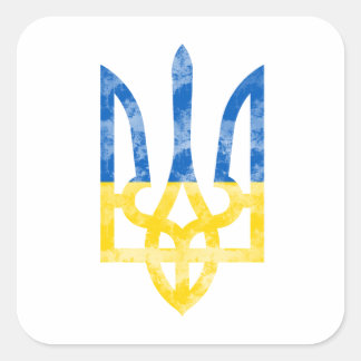 Ukraine emblem square sticker