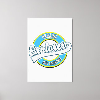 Ukraine explorer into adventure logo. canvas print