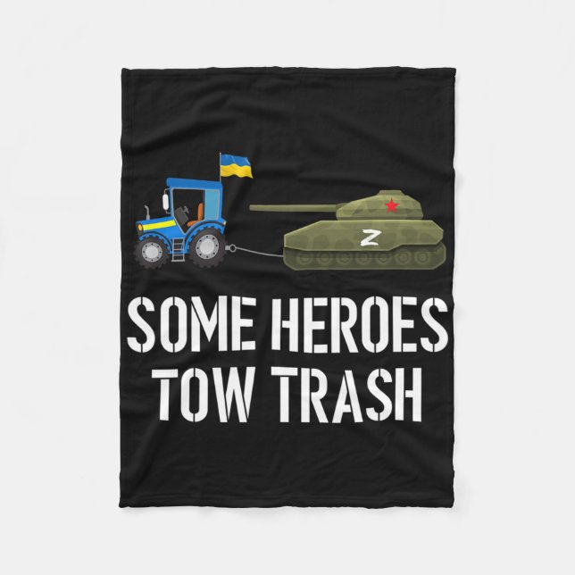 Ukraine Farmer Towing Andoned Tank  Fleece Blanket (Front)