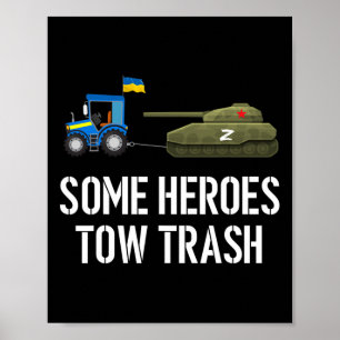 Ukraine Farmer Towing Andoned Tank  Poster