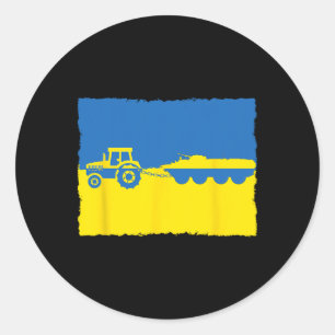 Ukraine Farmer Tractor Stealing A Russian Tank Fun Classic Round Sticker