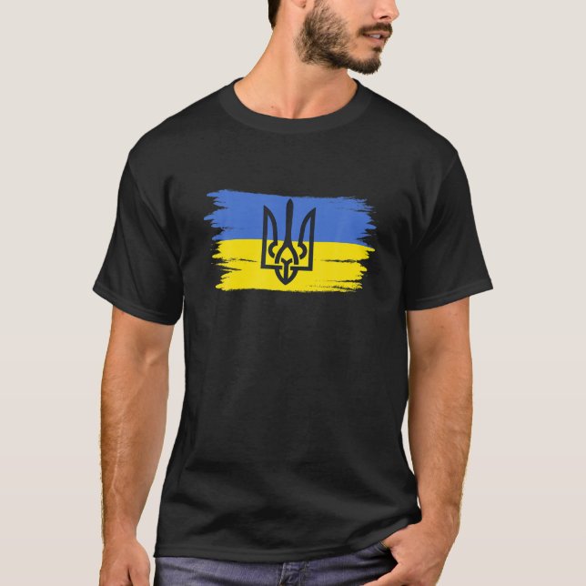 Ukraine Flag American Flag Support Ukraine T-Shirt (Front)