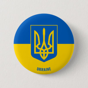 Ukraine Flag and Coat of Arms Charming Patriotic 6 Cm Round Badge