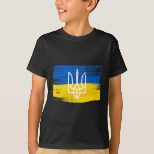 Ukraine Flag And Coat Of Arms Painted Ukrainian Pa T-Shirt