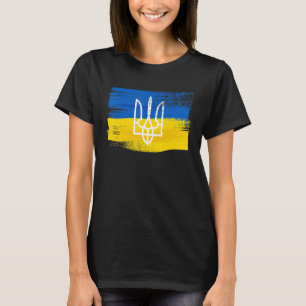 Ukraine Flag and Coat of Arms Painted Ukrainian Pa T-Shirt