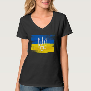 Ukraine Flag and Coat of Arms Painted Ukrainian Pa T-Shirt