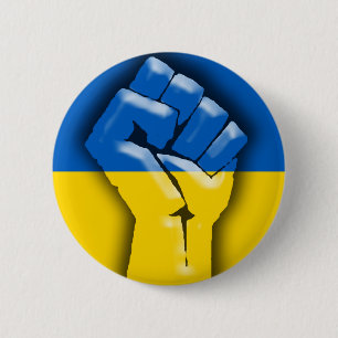 UKRAINE FLAG and FIST for Solidarity 6 Cm Round Badge