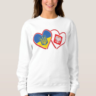 Ukraine Flag and Poland Flag hearts Sweatshirt